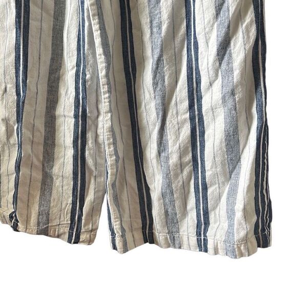 Striped Wide Leg Pants High Waist Elastic Waistband Casual Trousers - Picture 3 of 5